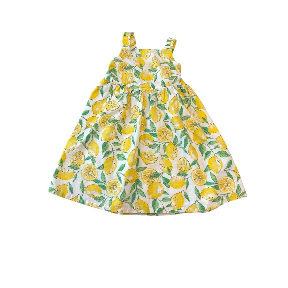 GAP Yellow Lemons Sun Dress 4T linen cotton blend